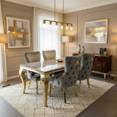 Grey Louis Gold With Victoria Grey Gold Lion Knocker Chairs