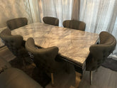 Grey Louis Chrome With Black Valentino Lion Knocker Chairs
