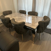 Grey Louis Chrome With Black Valentino Lion Knocker Chairs