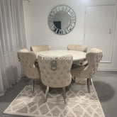 Round Cream Louis Chrome With Mink Valentino Lion Knocker Chairs