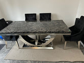 Black Arial Dining Table With Black Majestic Chairs