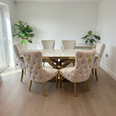 Cream Elina Gold Dining Table With Victoria Cream Gold Lion Knocker Chairs