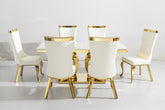 White Aura Gold Table With White Samara Gold Chairs