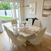Camden Pandora Extendable Sintered Stone Dining Table With Cream Lambo Chairs