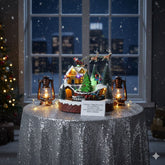 Santa’s Sleigh Christmas Village Scene with LED Lights |Train Tunnel Animated