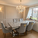 Grey Gold Ariana Dining Table With Light Grey Gold Majestic Chairs