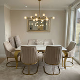 Kata Gold Louis Dining Table With Chelmsford Gold Chairs