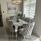 Grey Louis Dining Table With Light Grey Valentino Chairs