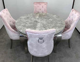 1.3m Round Grey Louis Dining Table With Pink Valencia Chairs