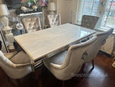 Cream Louis Dining Table With Champagne Isabelle Chairs