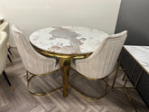 Pandora Gold Louis Round Dining Table With Chelmsford Gold Chairs