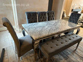 Grey Louis Chrome Dining Table With DG Sofia & Bench