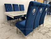 Pandora Venice Dining Table with Blue Sofia Chairs
