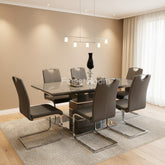Grey Extendable Milan Dining Table With Grey Milan Chairs