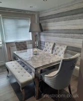 Light Grey Louis Dining Table With Light Grey Majestic Chairs & Bench