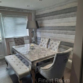 Light Grey Louis Dining Table With Light Grey Majestic Chairs & Bench