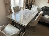 Grey Ariana Dining Table With Silver Majestic Chairs