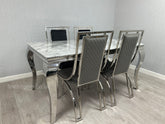 Grey Louis Dining Table With Windsor Chairs