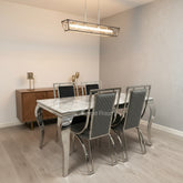Grey Louis Dining Table With Windsor Chairs