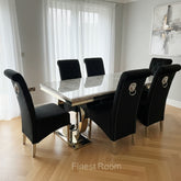 Grey Ariana Dining Table with Black Sofia Chairs