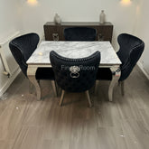 Grey Louis Dining Table With Black Valentino Chairs