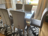 Grey Louis Dining Table With Light Grey Nicole Chairs