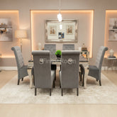 1M Black Louis Dining Table With Dark Grey Sofia Chairs