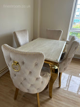 Cream Gold Louis Dining Table With Ring Knocker Victoria Chairs