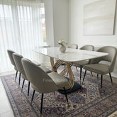 White Orion Gold Dining Table With Astra Beige Chairs