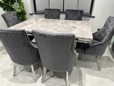 Grey Milan Table with Dark Grey Plain Back Roma Chairs