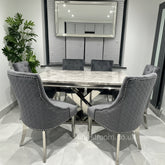 Grey Milan Table with Dark Grey Plain Back Roma Chairs