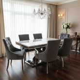 Grey X Table with Roma No Knocker Chairs