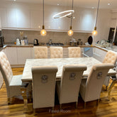 White Louis Dining Table With Cream Emma Chairs