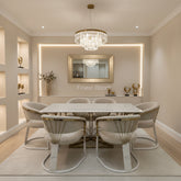 White Amelia Dining Table With Cream Prado Chairs