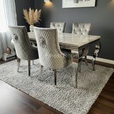 Grey Louis Dining Table With Silver Majestic Chairs