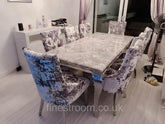 Grey Louis Chrome Dining Table With Crush Majestic Chairs