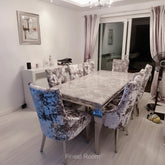 Grey Louis Chrome Dining Table With Crush Majestic Chairs