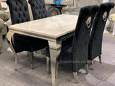 White Louis Dining Table With Black Sofia Chairs