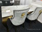 Kata Gold Louis Dining Table With Silver Gold Roma Chairs