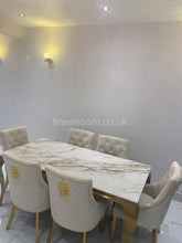 Kata Gold Louis Dining Table With Mink Gold Majestic Chairs