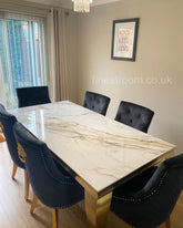 Kata Gold Louis Dining Table With Black Gold Majestic Chairs