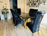 Black Gold Ravello Dining Table With Black Gold Sofia Chairs