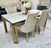 White Sorrento Dining Table With Mink Gold RK Majestic Chairs