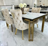 White Sorrento Dining Table With Cream Gold LK Victoria Chairs