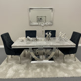 Grey Arial Dining Table With Black Majestic Chairs