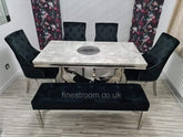 Grey Arial Dining Table with Black Majestic Chairs & Bench