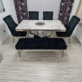 Grey Arial Dining Table with Black Majestic Chairs & Bench