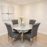 1.3m Round Grey Louis with DG Leather Nicole