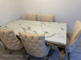 White Gold Louis Dining Table With Cream Gold Kensington Chairs