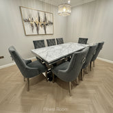 Grey Ariana Dining Table With Round Knocker Dark Grey Majestic Chairs